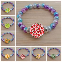 Strand Fruit Orange Lemon Cherry Strawberry Art Painting Bracelet Glass Cabochon Nordic Colour Bead