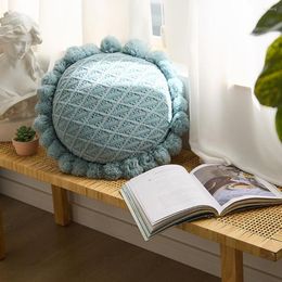Pillow Cute With Core Round Tassel Knitted Soft Chair Car Sofa Toy For Bedside Home Decor 50x50cm