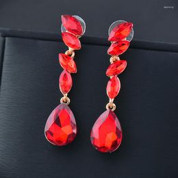 Dangle Earrings SINLEERY Vintage Blue Black Red Stones Big For Women Wedding Party Jewellery Accessories ES283 SSB