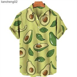 Men's Casual Shirts Mr. Lonely Store Homemade Summer New Hawaiian Style 3D Fruit Printed Short Sleeve Shirt Casual Versatile Men's Clothing W0328