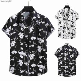 Men's Casual Shirts Men's Fashion Cotton Linen Print Short Sleeve Button Shirt Blouse Top New Fashion Print Shirts For Men Plus Size Streetwear W0328