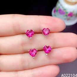 Stud Earrings KJJEAXCMY Fine Jewelry 925 Sterling Silver Inlaid Natural Pink Topaz Women Elegant Simple Heart Gem Ear Studs Support D