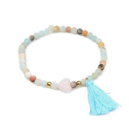 Beaded Chakra Bracelets Women Boho Tassel Jewelry Natural Stone Beads Bohemian Handmade Love Heart Meditation Healing Bracelet Drop D Dhamd