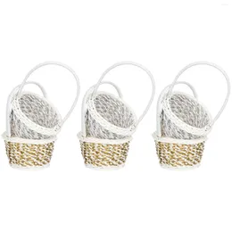 Decorative Flowers 6 Pcs Bread Basket Easter Egg Imitation Rattan Storage Gift Miniature Woven Baskets