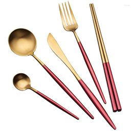 Dinnerware Sets Golden Portuguese Tableware 304 Stainless Steel Cutlery Spoon Set Western El Steak