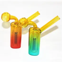 New mini glass oil burner bong Colourful pyrex thick glass Ash Catcher water pipe recycler Dab rig bong hookah