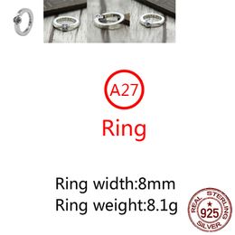 A27 S925 Sterling Silver Ring Personalized Fashion Punk Hip Hop Style Rotary Cross Flower Couple Letter Shaped Jewelry Lover Gift new