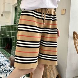 Women s Shorts Wakamono Summer Knitted Drawstring Straight leg Pants Loose Striped Five point Korean Casual Trendyol Luxury 230328