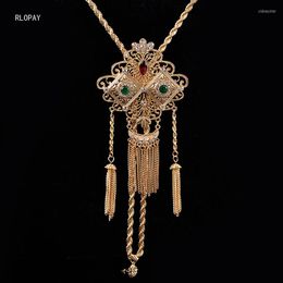 Pendant Necklaces Long Chain Algeria Bridal Necklace Plating Gold Tassels Jewellery For Wedding Arabic Ethnic