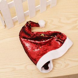 Christmas Decorations Cute Sequin Santa Hats Red Claus Xmas Party Costume For Adults Childen1