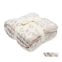 Blankets Half Wool Sheep Blanket Knitted Leopard Plush Dream Drop Delivery Home Garden Textiles Dhvp4