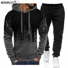 Men's Tracksuits Men Tracksuit Sets Fleece Two Piece Hooded Pullover Sweatpants Sports Clothing 4XLconjuntos masculinos W0328