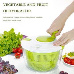 Fruit Vegetable Tools Vegetable Spin Dryer Manual Salad Spinner Fruit Dehydrator Household Fruit Drainer For Washing Drying Vegetables Kitchen Tools 230328