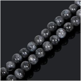 Turquoise 8Mm New Arrival 4/6/8/10Mm 38Cm/Strand Moonstone Bead Gem Stone Black Moon Round Loose Beads For Jewellery Making Drop Dhefa