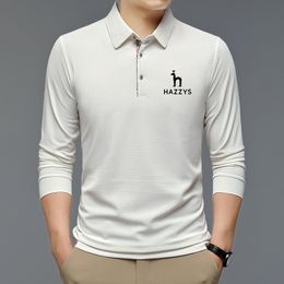 Mens Polos Fashion Solid Shirt Men Korean Clothing Long Sleeve Casual Fit Slim HAZZYS Man Button Collar Tops 230328