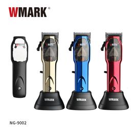Hair Trimmer WMARK NG9002 High Speed Professional Clipper Microchipped Magnetic Motor 9000RPM 9V With Charge Stand 230328
