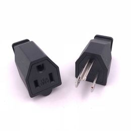 Sockets Black 125v 15A US 3Pin Female Male Connector USA Tri Prong Outlet Wiring Electrical Receptacle AC Socket Plug Z0327