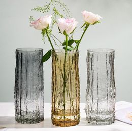 Europeiska enkla vaser kreativa transparent färgglada glas vas vardagsrum bordsskivor smallmouth hem blomma hantverk dekor