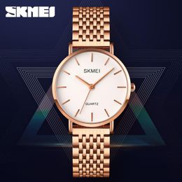 Wristwatches Fashion Women Rose Gold Watch Luxury Quartz Stainless Steel Bracelet Ladies Dress Wristwatch Brand SKMEI Women's Watches