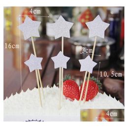 Other Event Party Supplies Birthday Cake Topper Glitter Gold Sier Star Decoration Baby Shower Kids Wedding Sup Dh5Eo