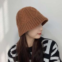 Wide Brim Hats Thick Knitted Hat Women's Warm Woolen Fisherman Hat Hip-Hop Skullies Cap Costume cessory Gifts Winter Bonnet Femala Panamas P230327