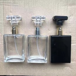 100ml Glass Square Empty Transparent Black Essential Oil Perfume Bottle With Fine Mist Spray for Aromatherapy Cosmetic C23