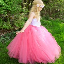 Skirts Girls Pink Long Tutu Kids Fluffy Tulle Dance Pettiskirts Underskirts Children Christmas Birthday Party Costume 230327