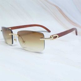 Top Luxury Designer Sunglasses 20% Off Mens Rimless Wooden Fashion Summer Shades Colour Craved Wood Sunglass for Women Gafas