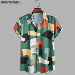 Men's Casual Shirts Men Clothing 2022 Digital Printing Men's Shirts Summer New Geometric Shirts Men's Casual Shirts Short Sleeves W0328