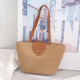 Knitted beach Bag Single Shoulder Bag Simple Handbag Water Bucket Cotton Rope Bag Oblique Cross Thailand Holiday Cotton Rope Tote Bag 230318