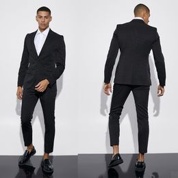 Mens Tuxedo Casual Business Slim Fit Blazer Male Winter Prom Groom Wear Tuxedo 2 Piece Set Jacket and Pants