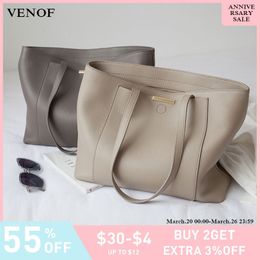 Evening Bags VENOF Women's Large Capacity Shoulder Bag Highend Ladies Genuine Leather Shopper High Quality Luxury Handbag Big 230327