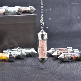 Pendant Necklaces Reiki Healing Jewellery Natural Stone Wire Wrap Hexagonal Amethysts Quartz Crystal Necklace Pendulum Chakra Pendulo