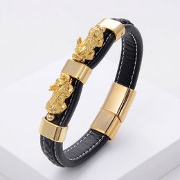 Charm Bracelets Mens Feng Shui Bracelet Charm Woven Leather Rope Chain Colourful PIXIU Guard Bracelet For Health Wealth And Luck Jewellery 230328