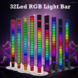 Night Lights 32led RGB Light Bar Voice Control Synchronous Led Music Rhythm Type-C USB Charge TV Game Backlight Car Desktop AmbientLamp