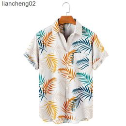 Men's Casual Shirts Molilulu Men's Fashion Vintage Clothing Hawaiian Palm Leaf Casual Shirt W0328