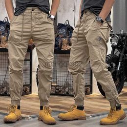 Men's Pants Jogging Trousers Men 2023 Spring Summer Fashion Solid Colour Pleated Slim Long Pant Streetwear For Mens Leisure Drstring Y23