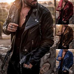 Men's Leather Faux Fashion Slim Stand Collar Motorcycle Coat Spring and Autumn 2023 Clothing Windbreaker Jacket 230328