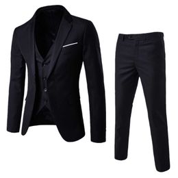 Men's Suits Blazers Men Formal Uniform Gentleman Suit Long Sleeve One-button Blazer with Vest Pants Office Meetings Business Wedding Party Costume 230328