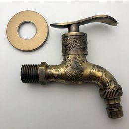 Bathroom Sink Faucets Zinc Alloy European Antique Faucet Single Cold Washing Machine Mop Pool Into The Wall Retro Outdoor