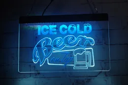 TC1339 LED Strip Lights Sign Ice Cold Beer On Tap Bar 3D Engraving Dual Colour Free Design Wholesale Retail