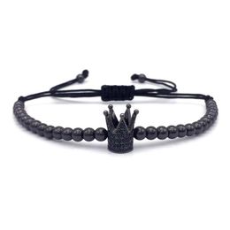 Beaded Fashion Imperial Crown Charm Mens Bracelets Micro Pave Beads Trendy Braided Rame Drop Delivery 202 Dhvnw