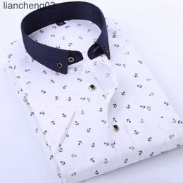 Men's Casual Shirts New Men's Spring Summer Print Short Sleeve Shirt Print For Young And Middle-aged Mens Smart Casual Shirt Blue Purple Howdfeo W0328