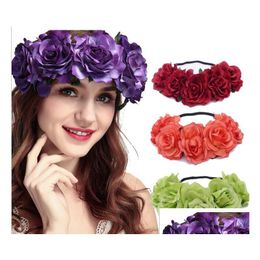 Party Favour Europe And The United States New Christmas Hairdressing Bridal Holiday Simation Mticolor Rose Hair With Headdre Dh9Zk