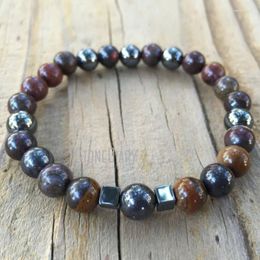 Strand WMB31656 Unisex Natural Gemstone Bronzite Healing Stone Wrist Mala Spiritual Meditation Prayer Beads Bracelet