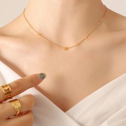Chains 18K Gold Colour Simple Tiny Heart Necklace For Women Luxury Stainless Steel Choker Love Chain Jewellery Girls Gift Korean Fashion