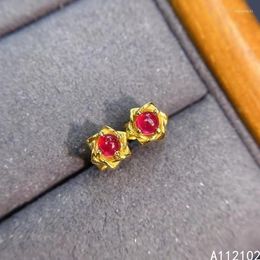 Stud Earrings KJJEAXCMY Fine Jewellery 925 Silver Natural Ruby Girl Classic Ear Support Test Chinese Style With Box