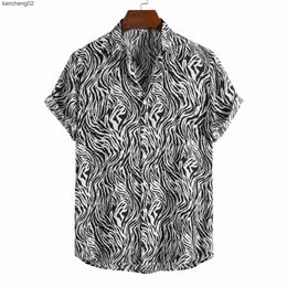 Men's Casual Shirts Mens Stylish Leopard Print Summer Shirts Casual Button Down Short Sleeve Beach Hawaiian Shirt Men Harajuku Streetwear Clothing W0328