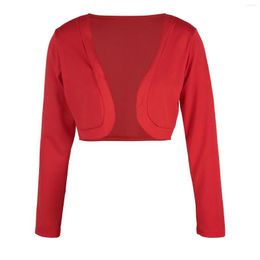 Women's Knits Spring Fall Women Simple Casual Style Cardigan Solid Color Long Sleeve Close-fitting Bolero White Black Blue Red S-XXXL 2023
