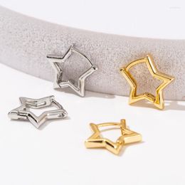 Backs Earrings Statement Gold Colour Plated Bold Star Hoops Tarnish Resistant Women Huggies Earring Piercing Accessory Jewellery Gift